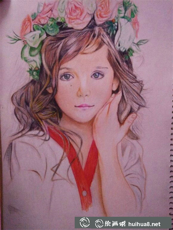 彩鉛畫外國小女孩