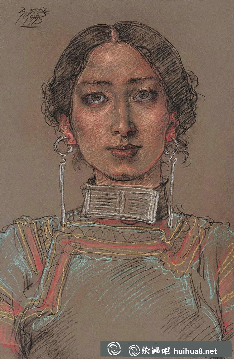 龐茂琨人物色粉畫作品8