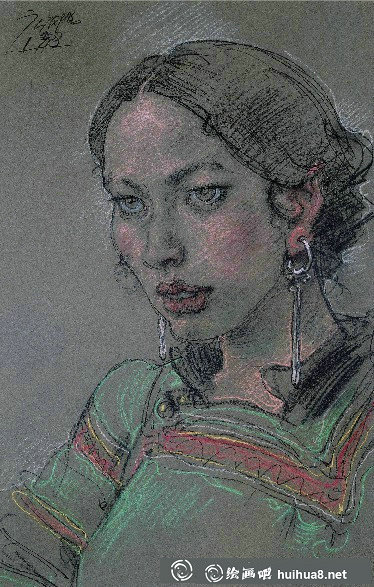 龐茂琨人物色粉畫作品11