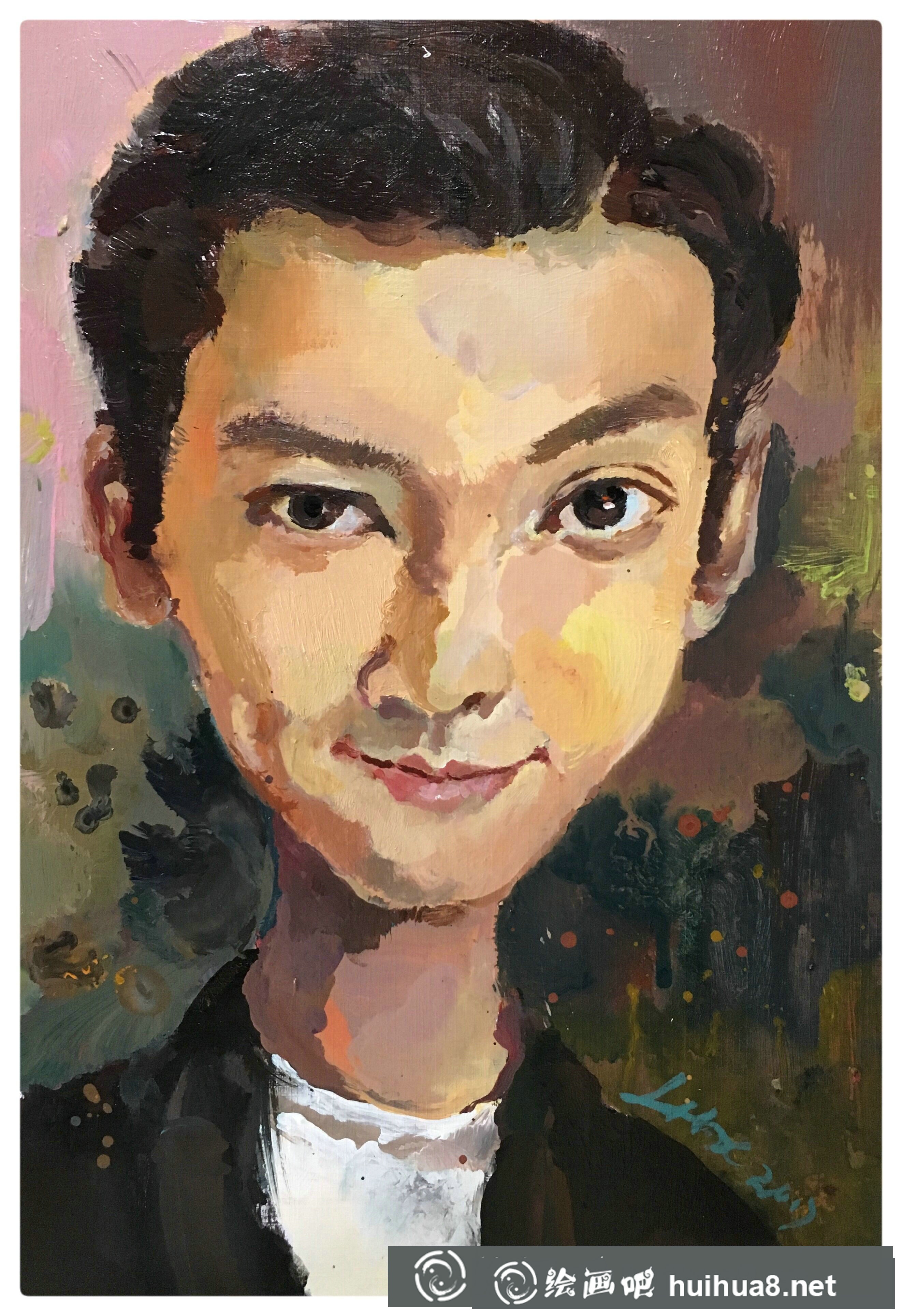 手繪人物丙烯畫作品