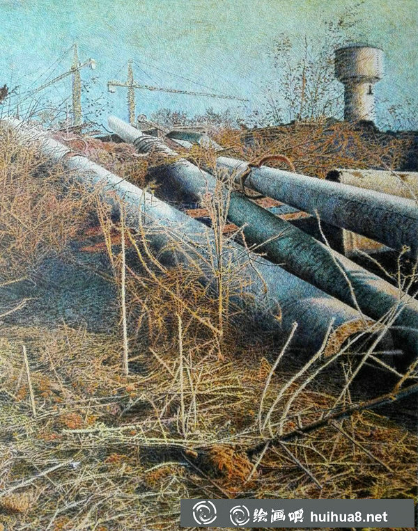 彩色鋼筆畫作品《靜謐的晨曦》賞析