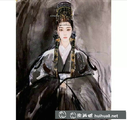 范冰冰古裝裝扮水彩畫(huà)