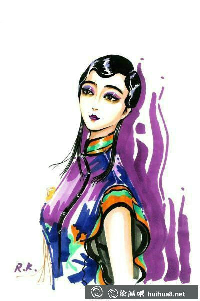 范冰冰微笑水彩畫(huà)