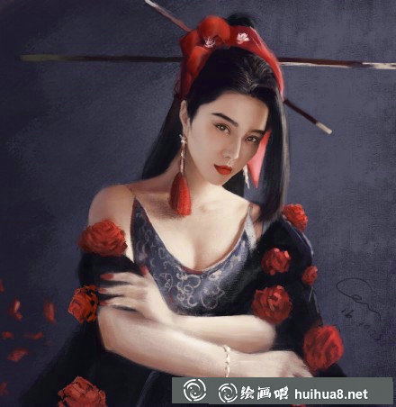 范冰冰舞臺(tái)風(fēng)采水彩畫(huà)
