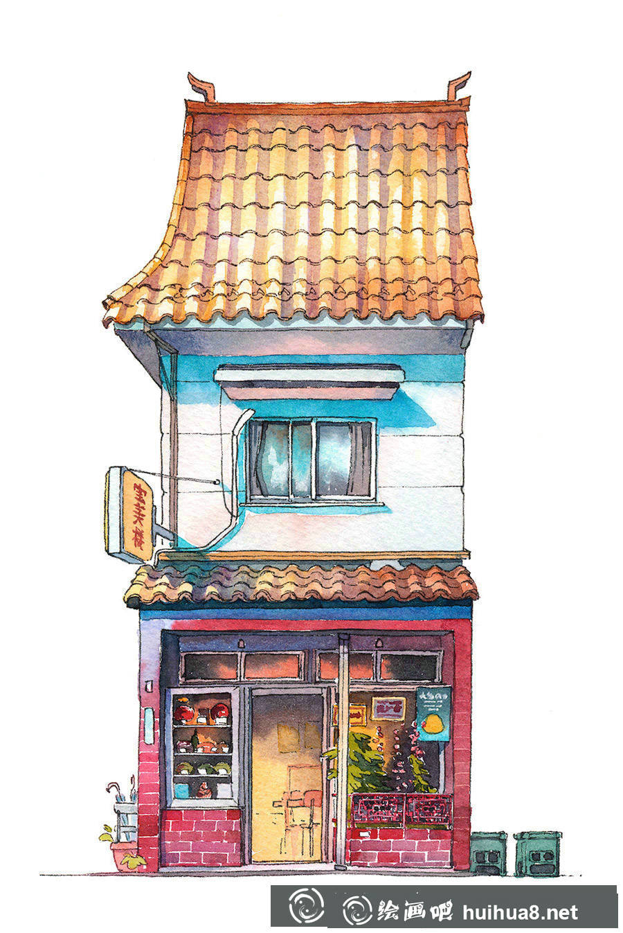 現(xiàn)代與古典結(jié)合的建筑彩鉛畫
