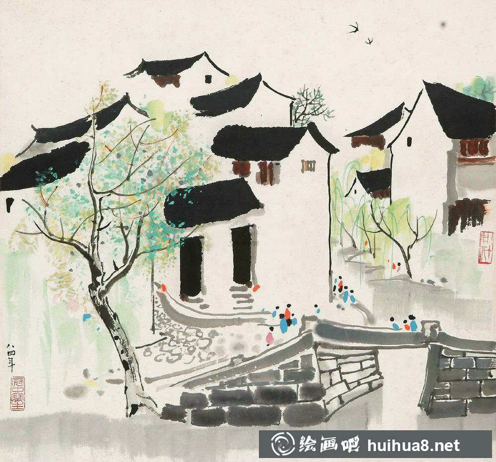 吳冠中江南水鄉(xiāng)水墨畫作品欣賞
