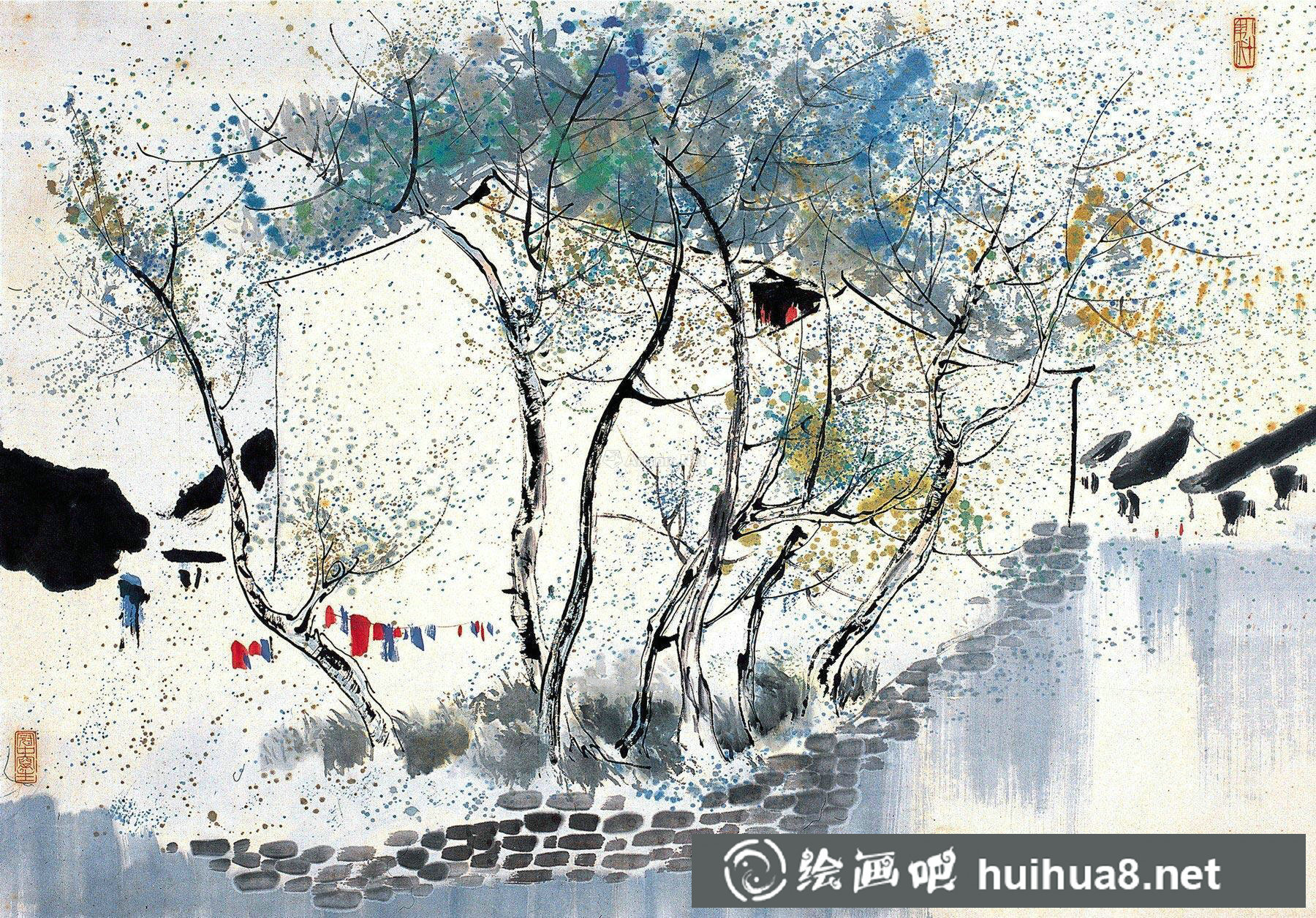 吳冠中江南水鄉(xiāng)水墨畫作品欣賞