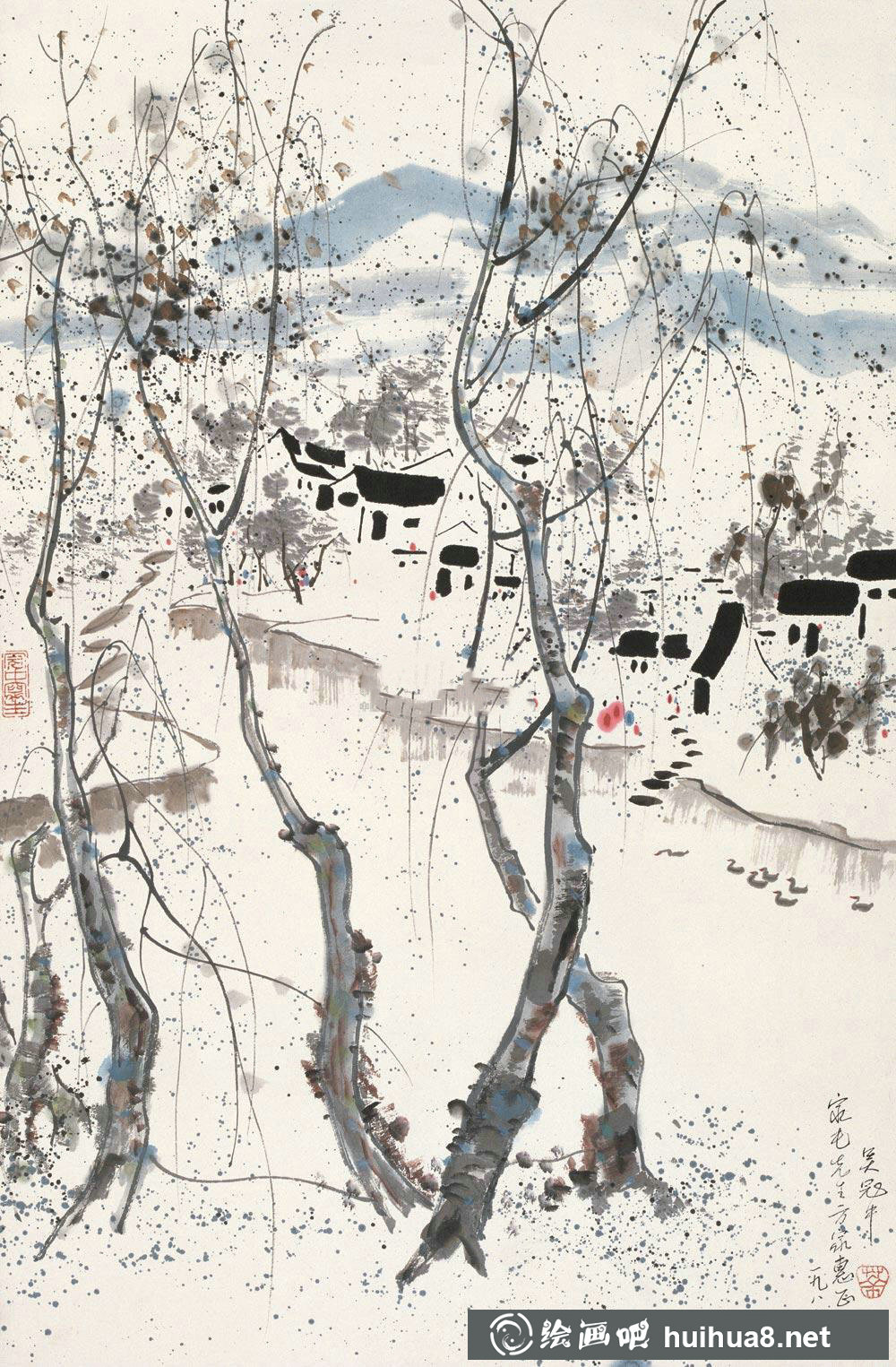 吳冠中江南水鄉(xiāng)水墨畫作品欣賞