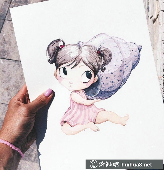 水彩畫(huà)少女作品7