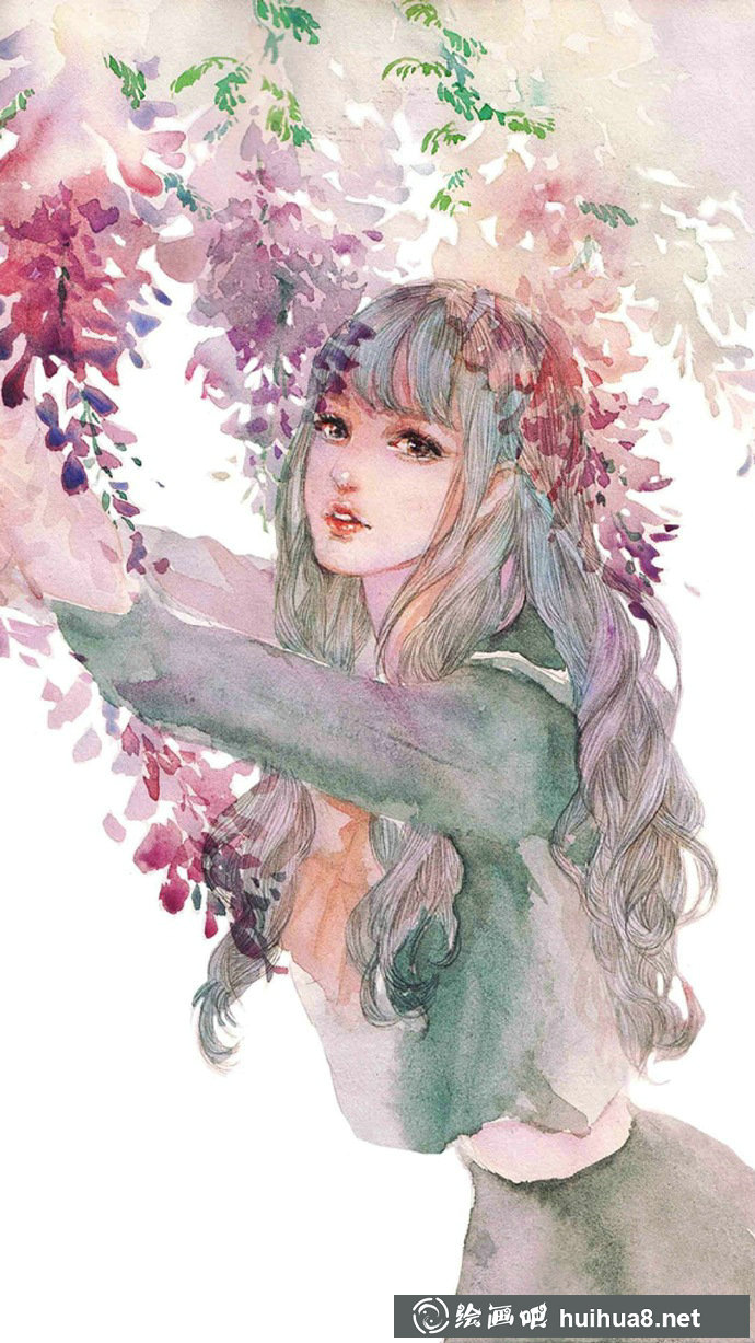 唯美女生水彩畫1