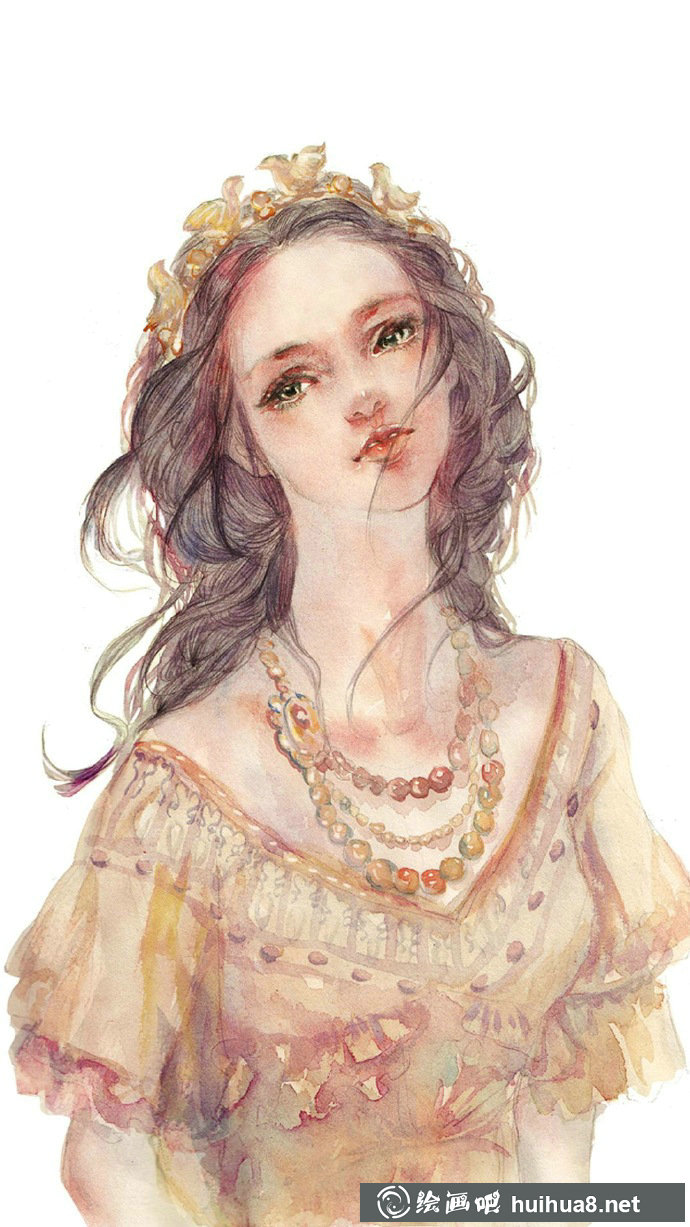 唯美女生水彩畫5