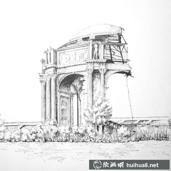 鋼筆畫建筑入門臨摹圖