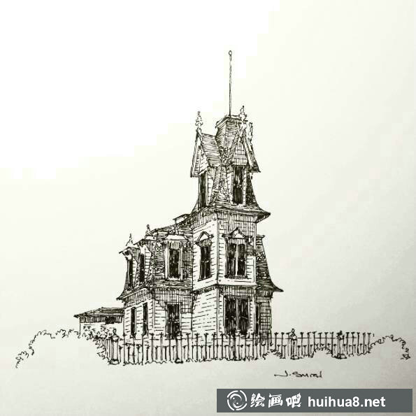 鋼筆畫建筑入門臨摹圖