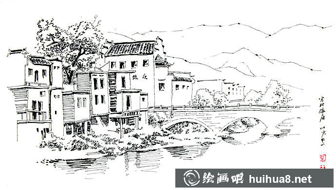 宏村南湖風(fēng)景速寫