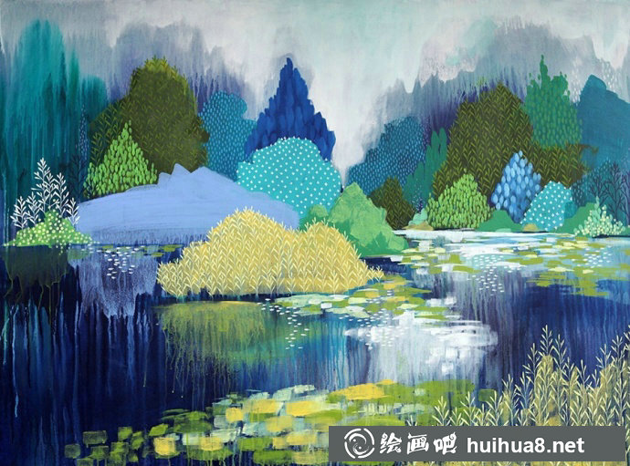藝術(shù)家Clair Bremner的叢林丙烯畫