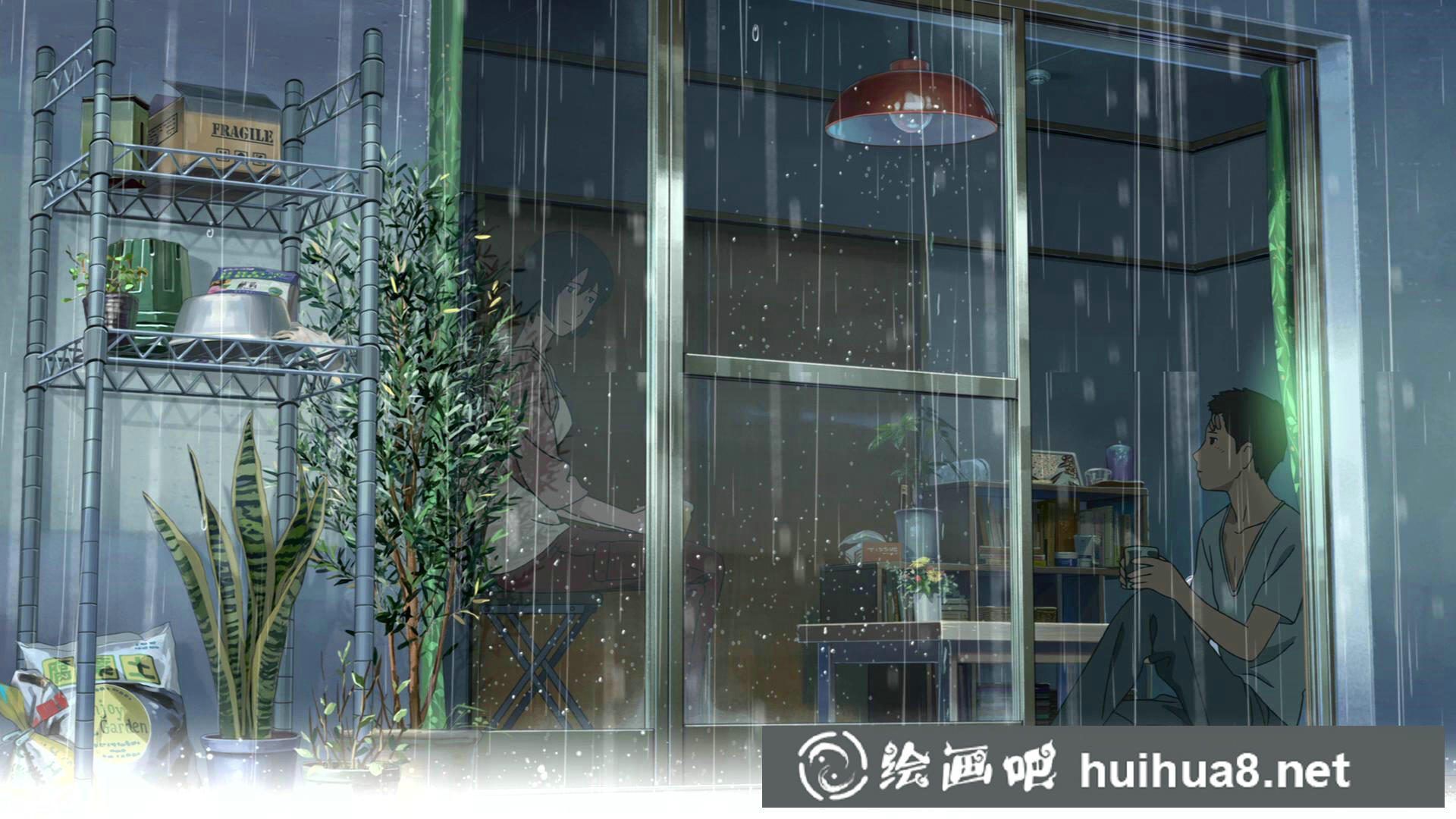 日漫言葉之庭場景插畫