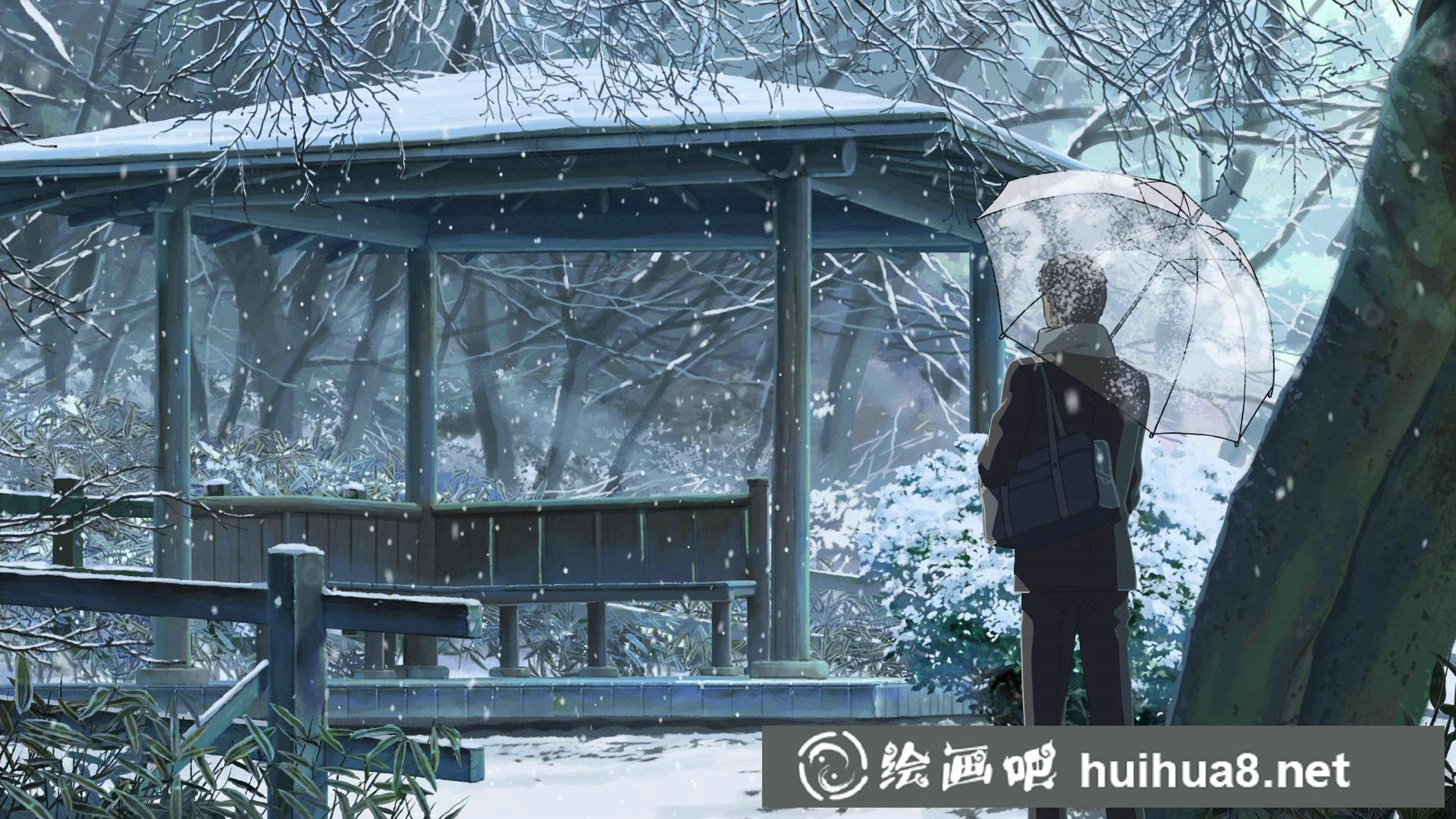 日漫言葉之庭場景插畫