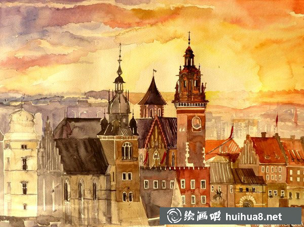 古典建筑水彩畫
