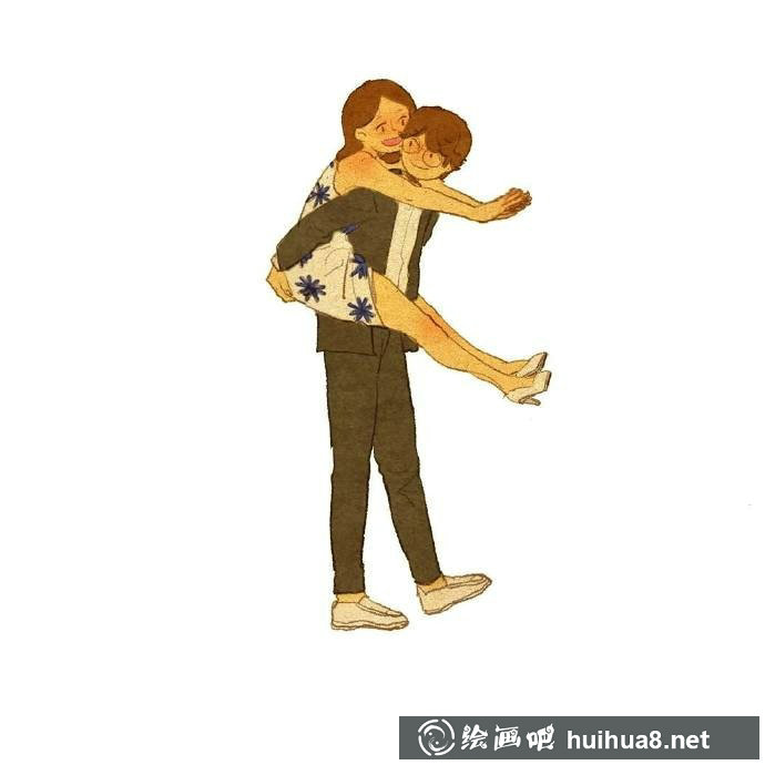 可臨摹的人物水彩畫(huà)：小清新戀人水彩畫(huà)欣賞