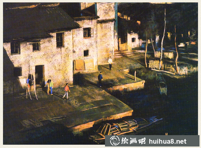 杭鳴時風景色粉畫作品欣賞