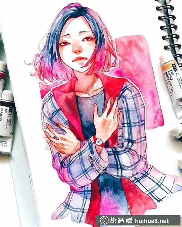水彩畫(huà)少女作品：水彩畫(huà)家Ashiyaart繪畫(huà)作品賞析