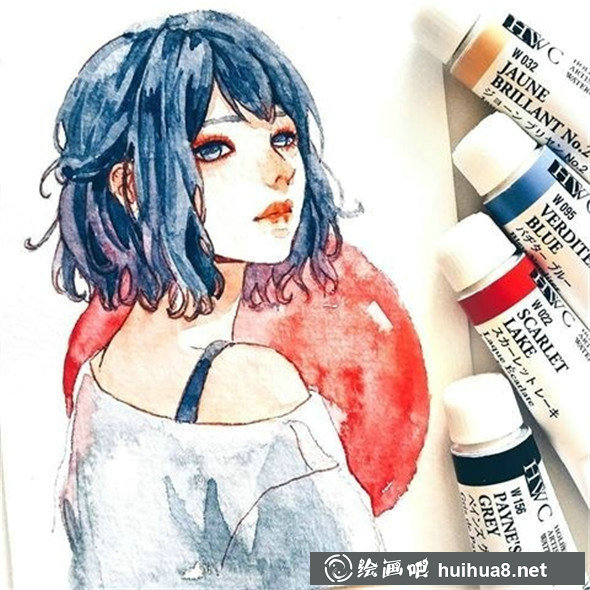 水彩畫(huà)少女作品：水彩畫(huà)家Ashiyaart繪畫(huà)作品賞析