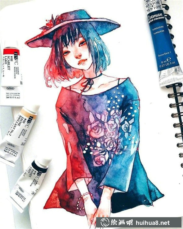 水彩畫(huà)少女作品：水彩畫(huà)家Ashiyaart繪畫(huà)作品賞析