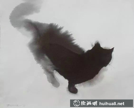 一組水墨畫貓咪作品欣賞