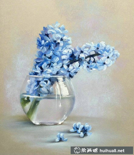 色粉畫作品：春天的櫻花雨