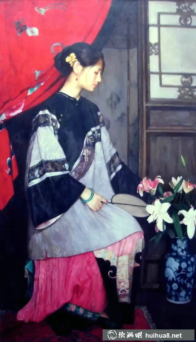 王明月作品《川劇人物》局部