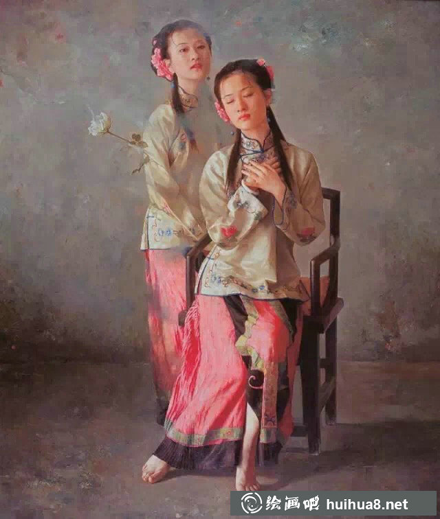 王明月作品《川劇人物》局部
