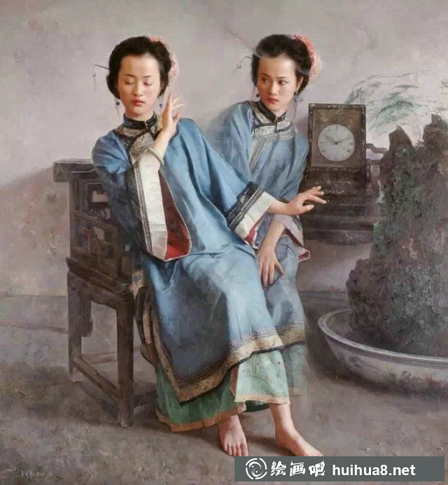 王明月作品《川劇人物》局部