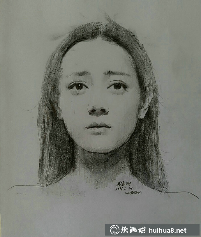 迪麗熱巴悲傷流淚素描畫像