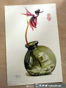 創(chuàng)意花瓶彩鉛繪賞