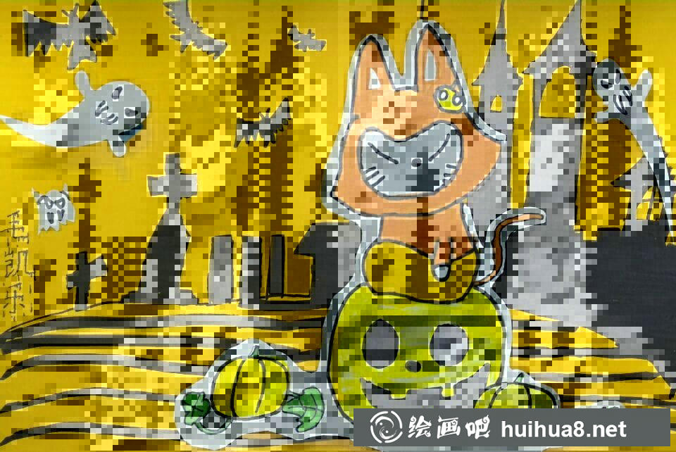 萬圣節(jié)巫師兒童繪畫作品