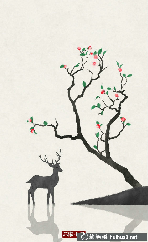 一組國(guó)畫(huà)梅花鹿作品欣賞