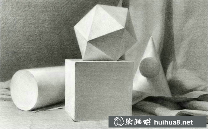 圓柱體與長方體組合素描