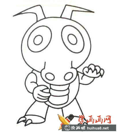 奧特曼打小怪獸簡筆畫圖片(2)