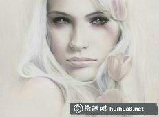 彩鉛畫美女插畫2
