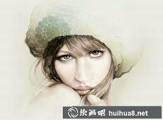 彩鉛畫美女插畫1
