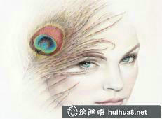 彩鉛畫美女插畫4