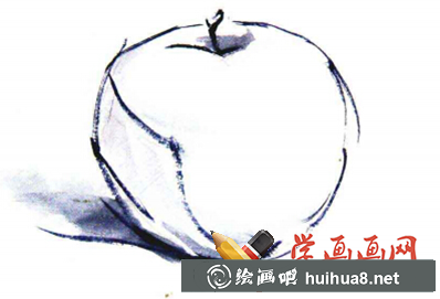 第一步，畫(huà)出蘋(píng)果外形