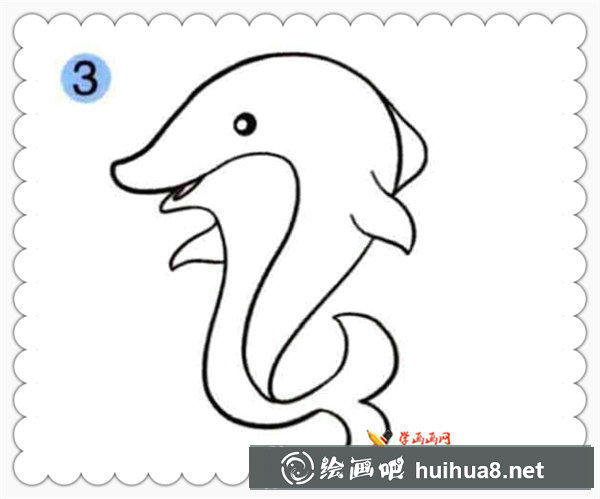 兒童學畫畫_《海豚的畫法》第三步