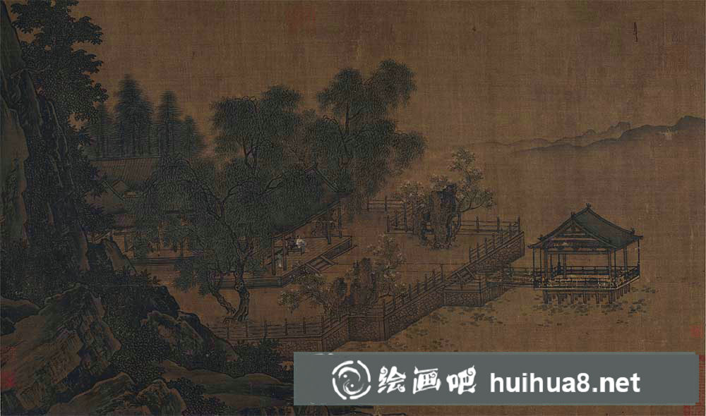 《四景山水圖卷》全卷高清圖片賞析