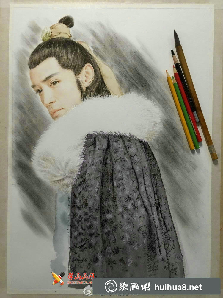 彩鉛畫瑯琊榜《梅長(zhǎng)蘇》作畫步驟