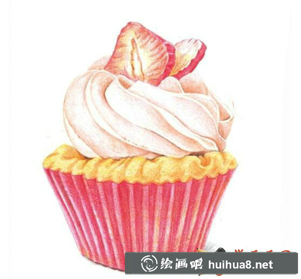草莓蛋糕彩鉛畫怎么畫