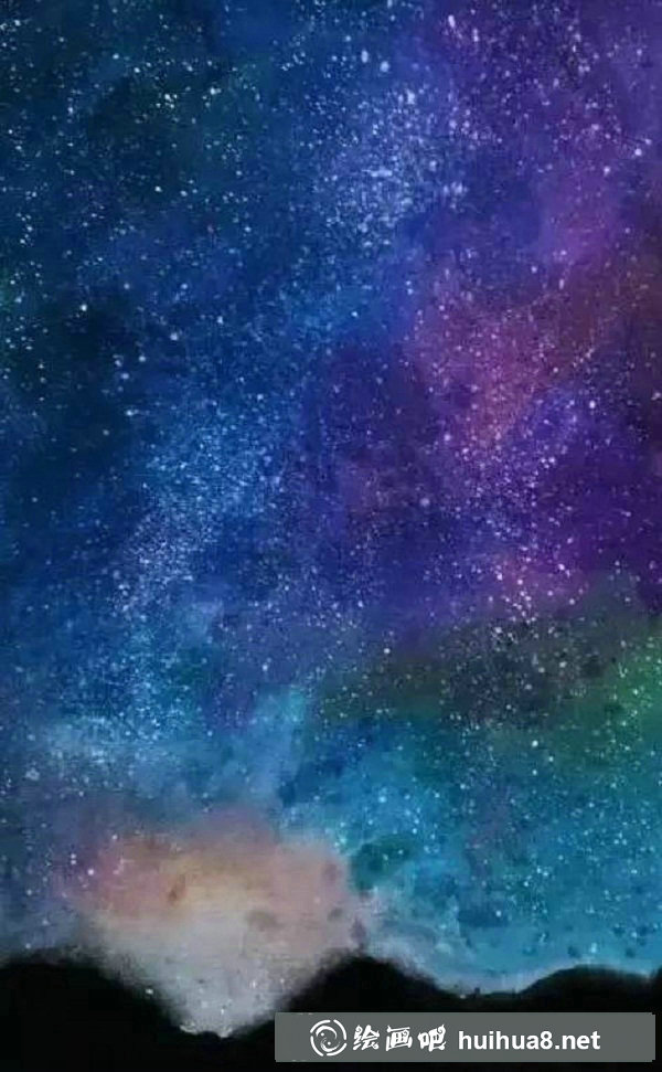 水粉畫教程：水粉畫星空教程圖解