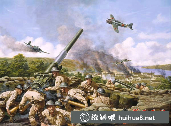 國外油畫《二戰(zhàn)》_士兵大炮和戰(zhàn)機(jī)高清大圖鑒賞