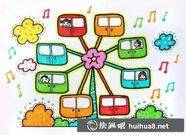 兒童畫摩天輪怎么畫圖解教程