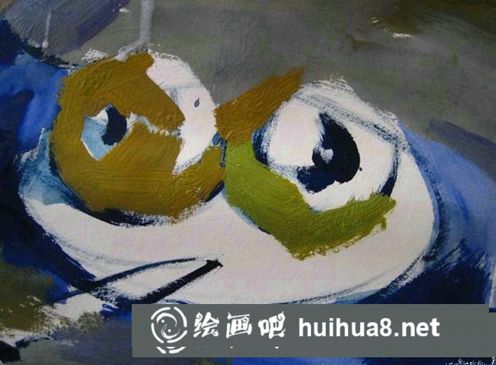簡單靜物水粉畫步驟圖：罐子,盤子,蘋果,水果刀靜物組合水粉畫法